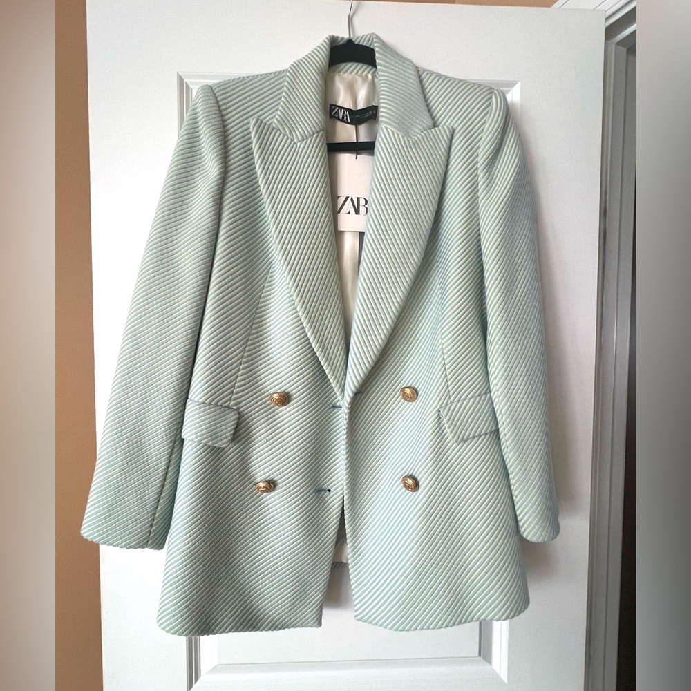 Zara Women's Mint Green Blazer Coat